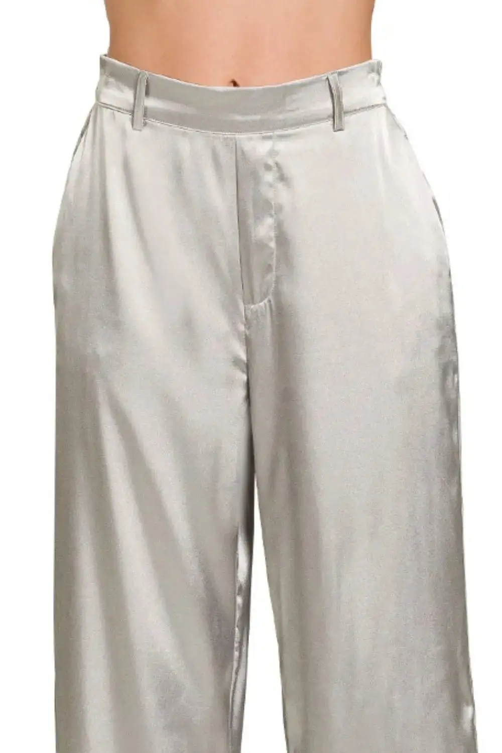 Relaxed Wide Leg Satin Pants