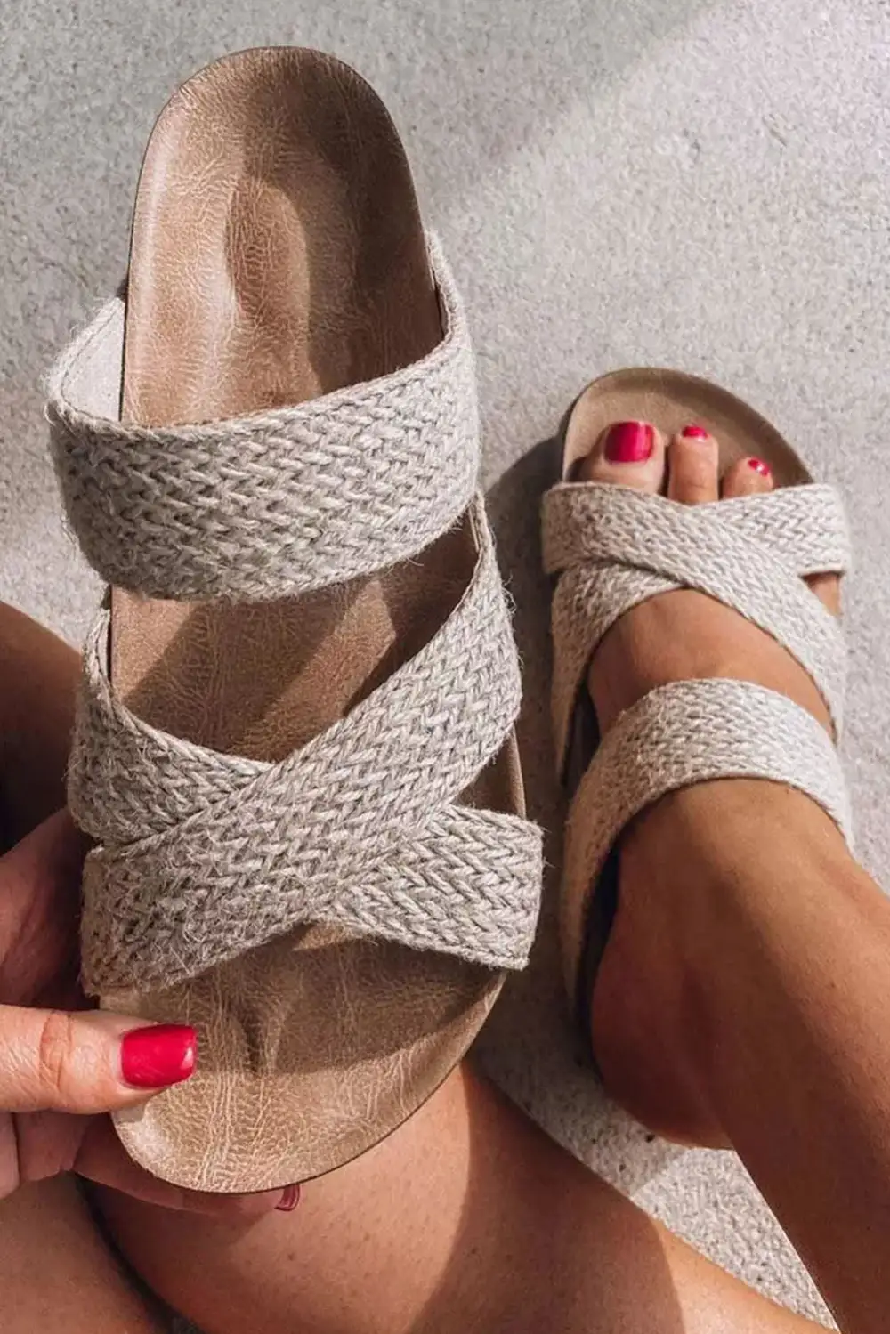 Woven Cross Criss Hollowed Slip On Slippers