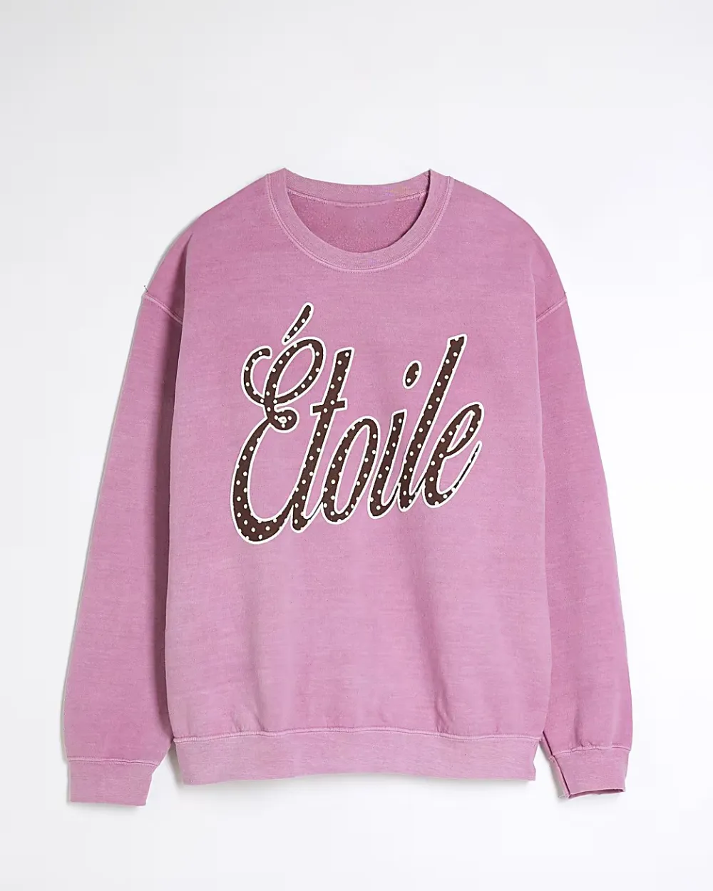 Pink Round Neck Letter Print Women's Sweatshirts
