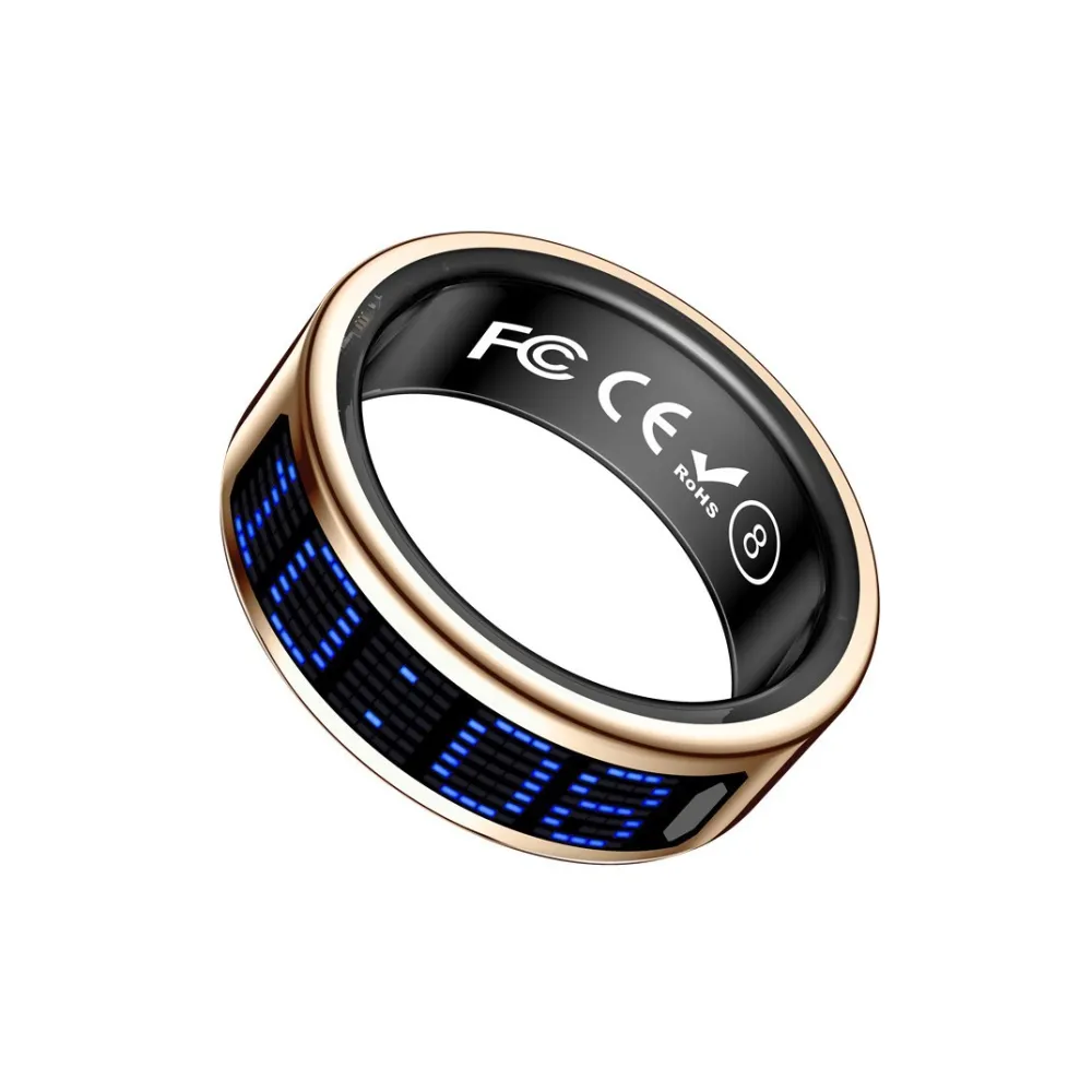 Smart Ring with Caller ID, Heart Rate, Blood Oxygen, Sleep & Step Tracking — Remote Camera Shutter & Media Control for iOS & Android — Waterproof Health Monitor