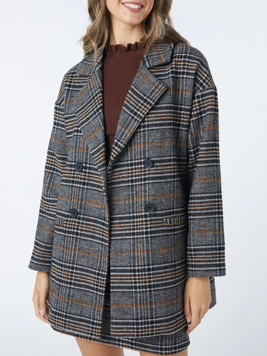 Women's casual plaid commuter jacket