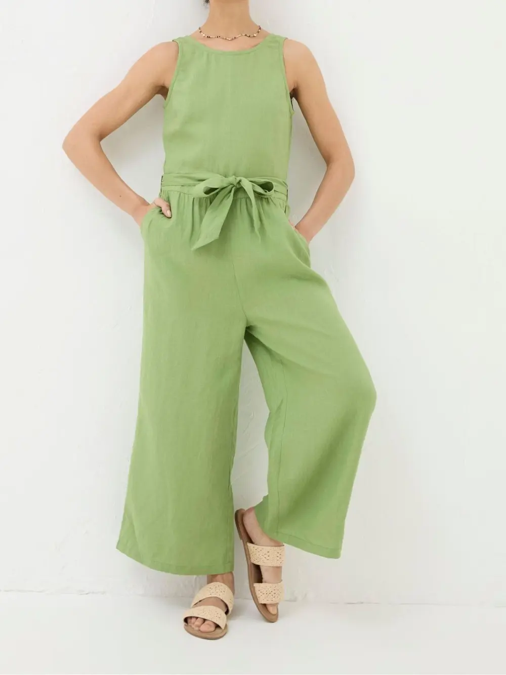 Liz Green Linen Jumpsuit