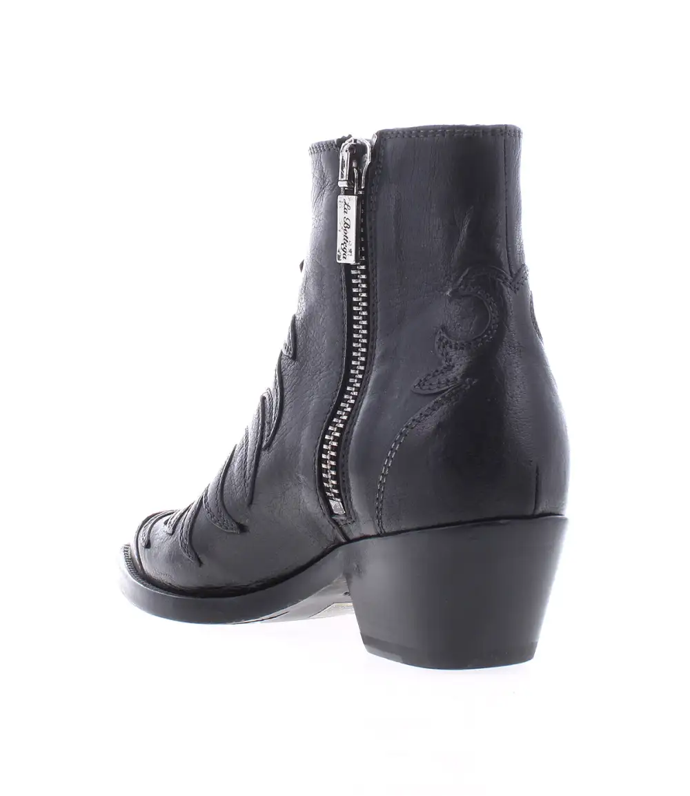 Western Side Zip Leather Refined Crafted Ankle Boots