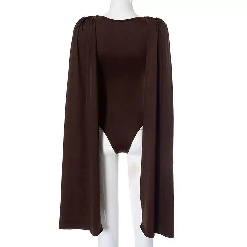 Draped Cape Sleeve Bodysuit