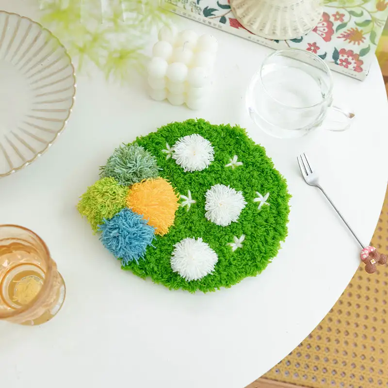 Handmade Moss Rug & Coasters Tufting Coaster Handmade Material Pack Kit