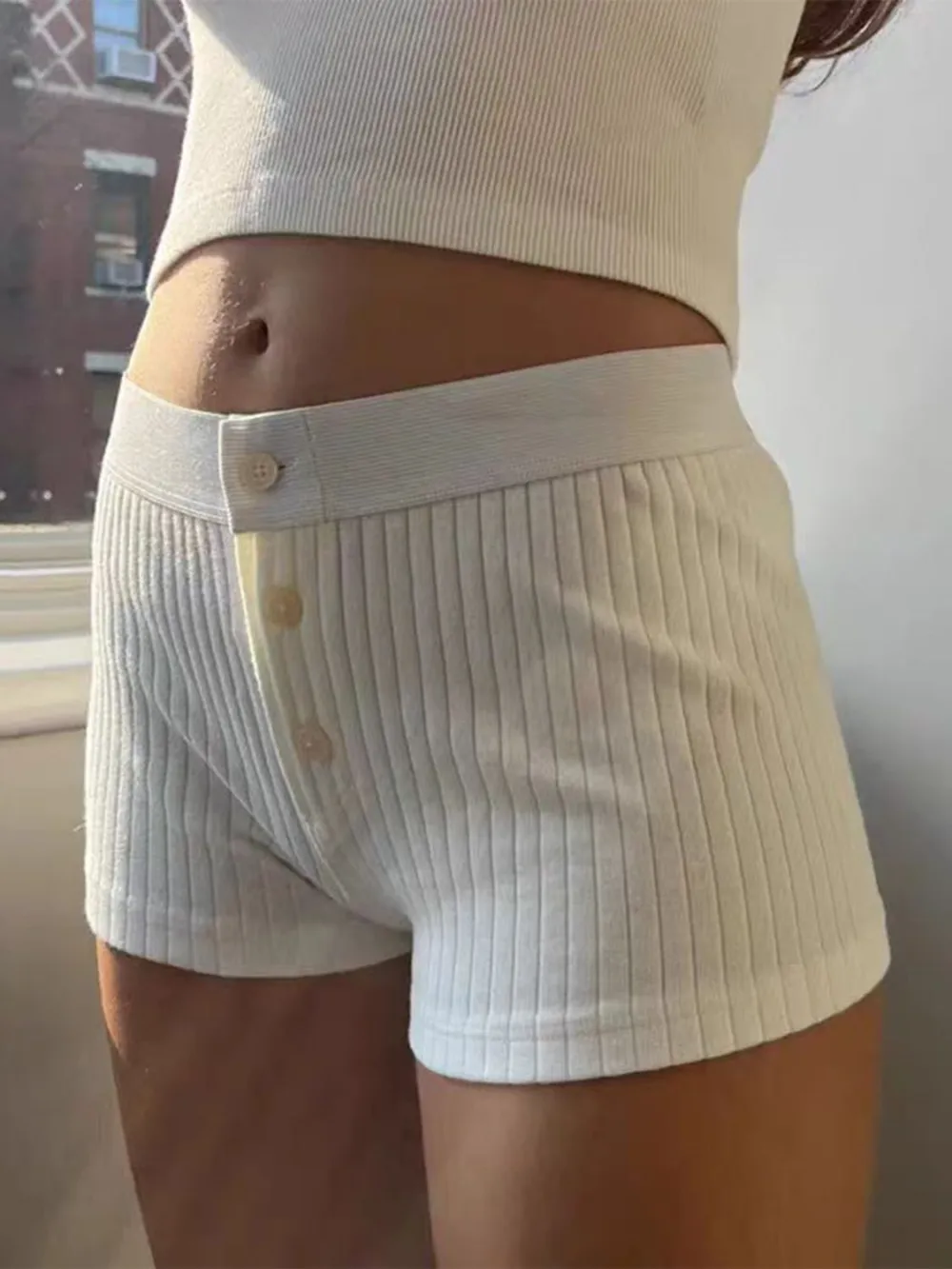 Button Detail Shorts