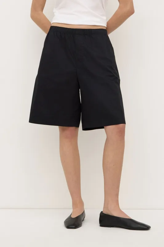 Black Longline Poplin Short