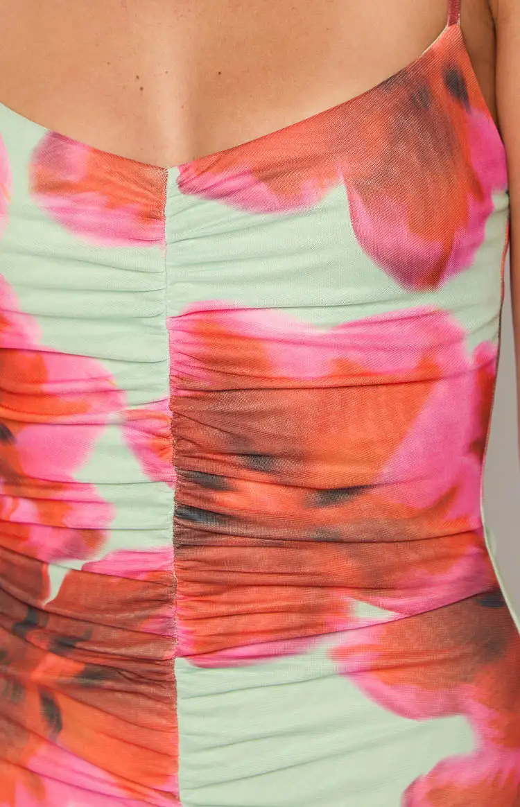 Modern Floral Print Maxi Dress