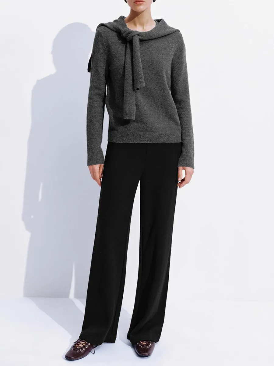 A Loose Grey Shawl Casual Sweater For Ladies