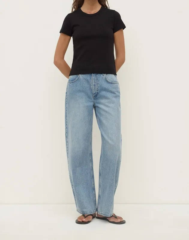 Black Fitted Cap-Sleeve Cotton Tee