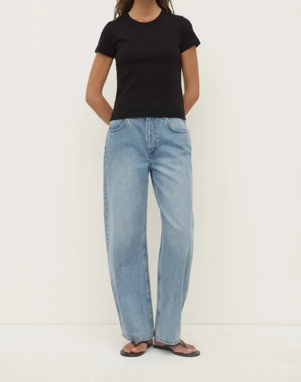 Black Fitted Cap-Sleeve Cotton Tee