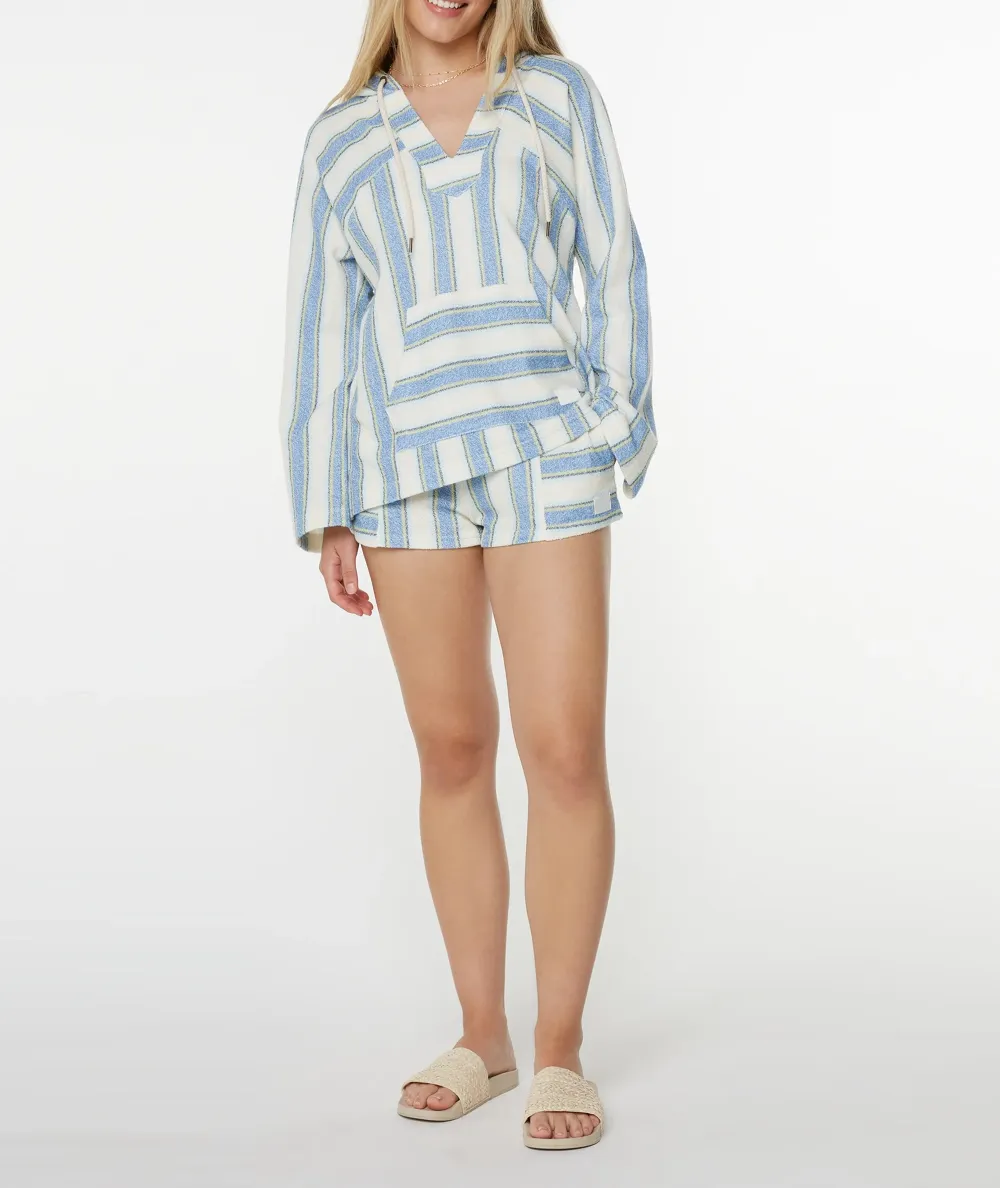 Large Pocket Hooded Striped Sweatshirt