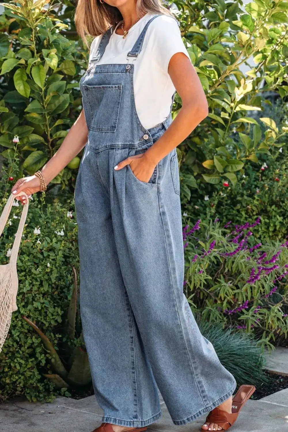 Pleated Denim Jumpsuit