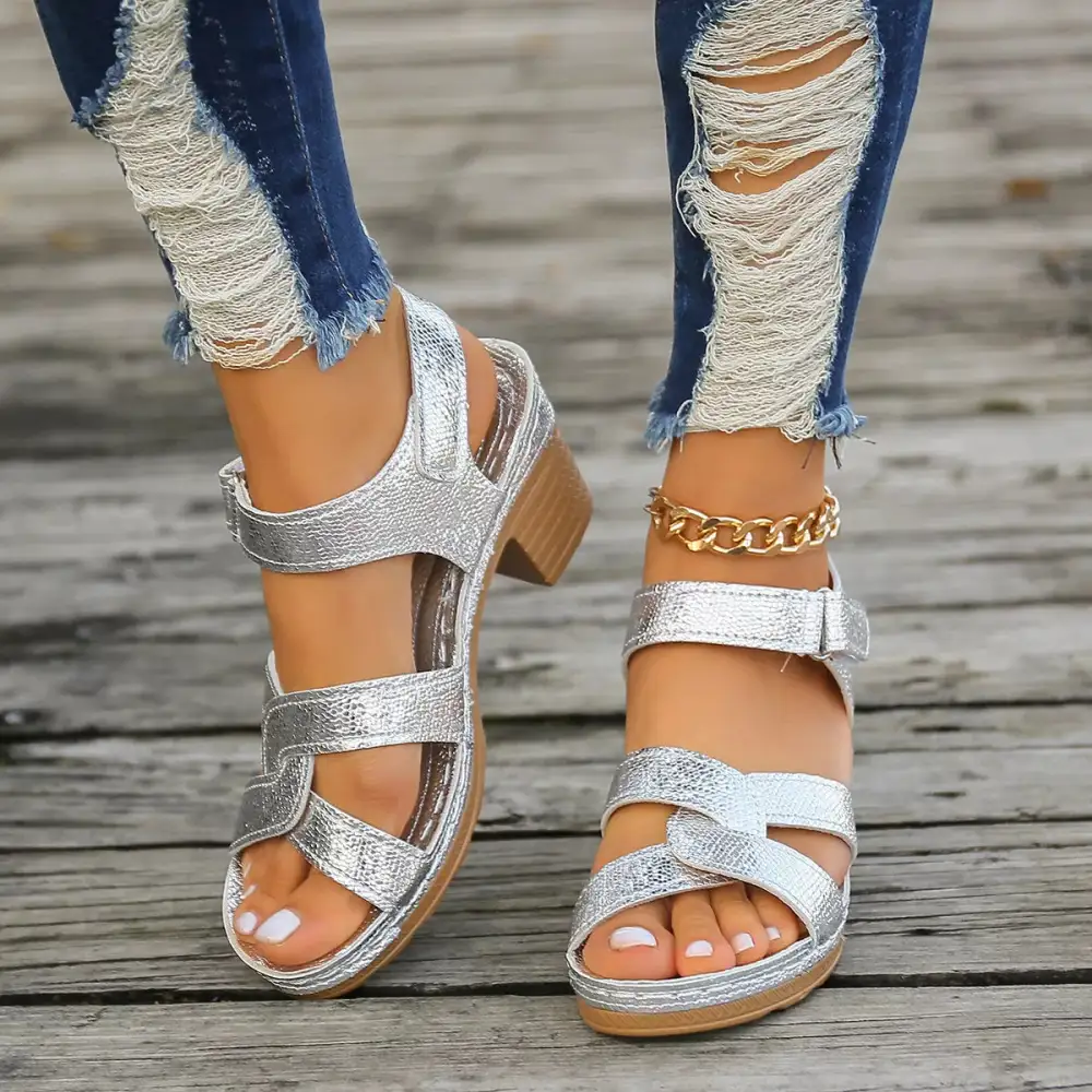 Modern Open Toe Block Heel Sandals