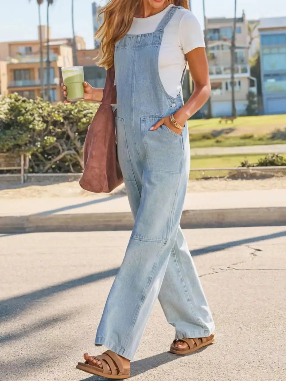 Denim Wide Leg Overalls