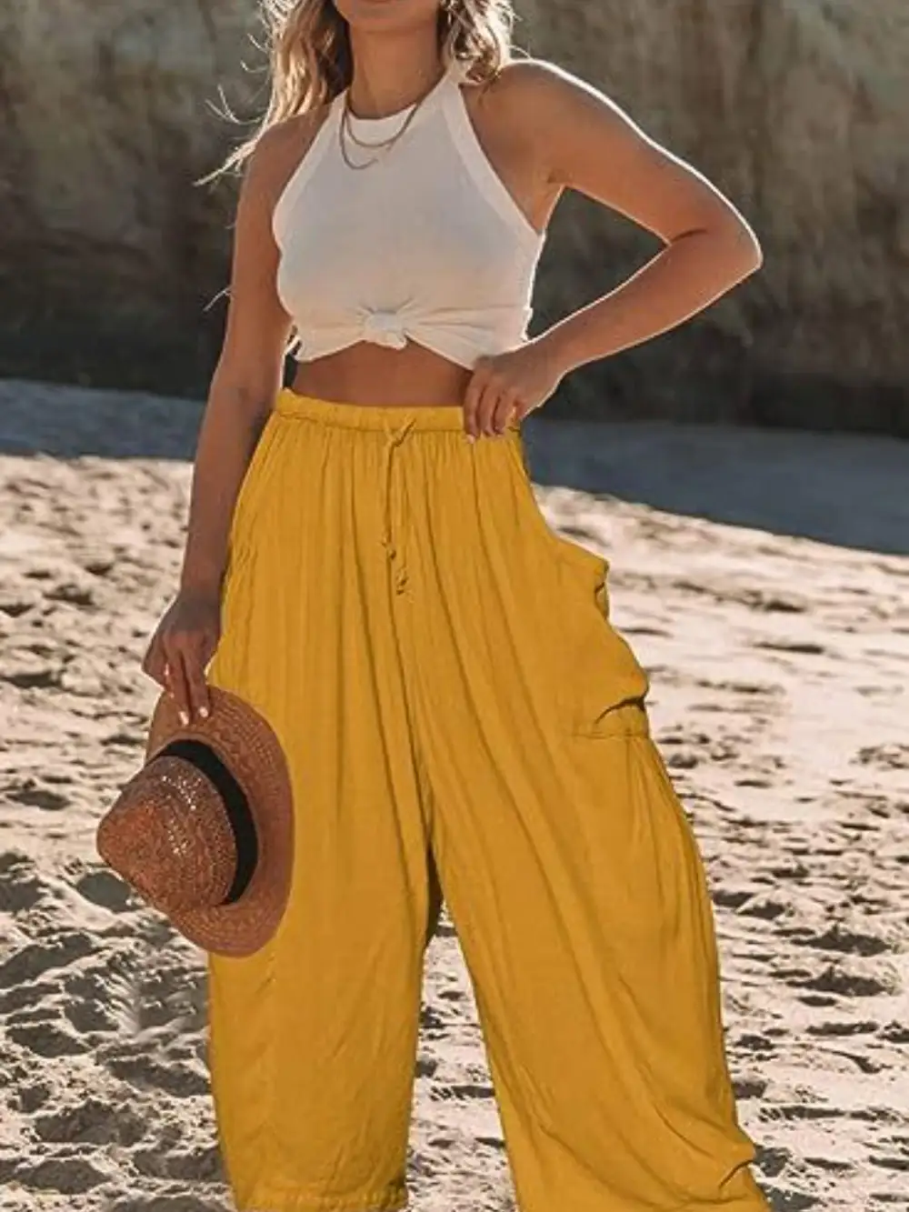 Full Size Wide Leg Pants With Pocket Plus Size