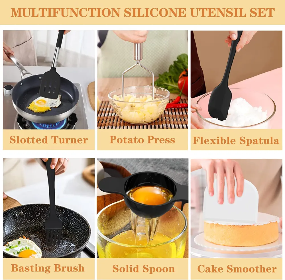 (Store Closing Sale) Silicone cooking tool set, chef 43 pieces heat-resistant kitchen tools