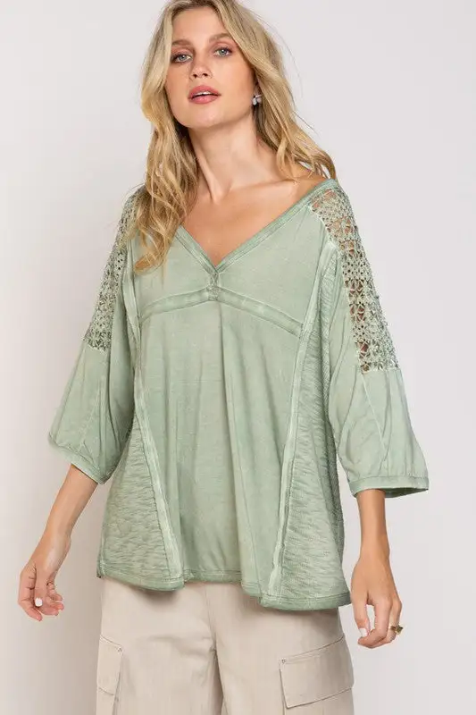 Feminine Boho Crochet Sleeve Top | URBAN ECHO SHOP