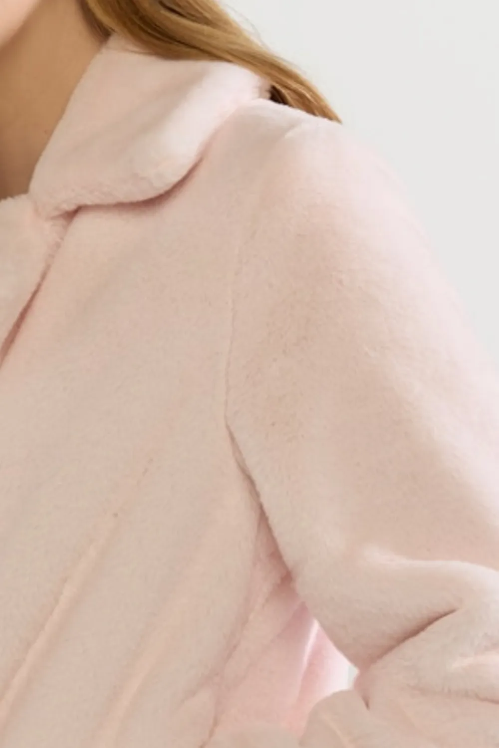 Pink Lapel Faux Fur Jacket