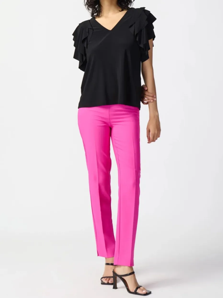 Black Asymmetric Ruffled Blouse