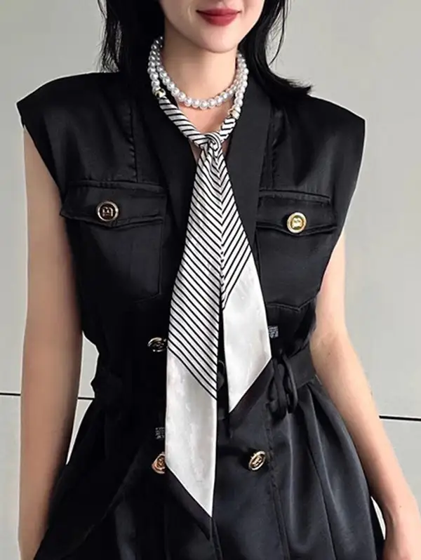 Beaded Print Stripe Dainty Necklace