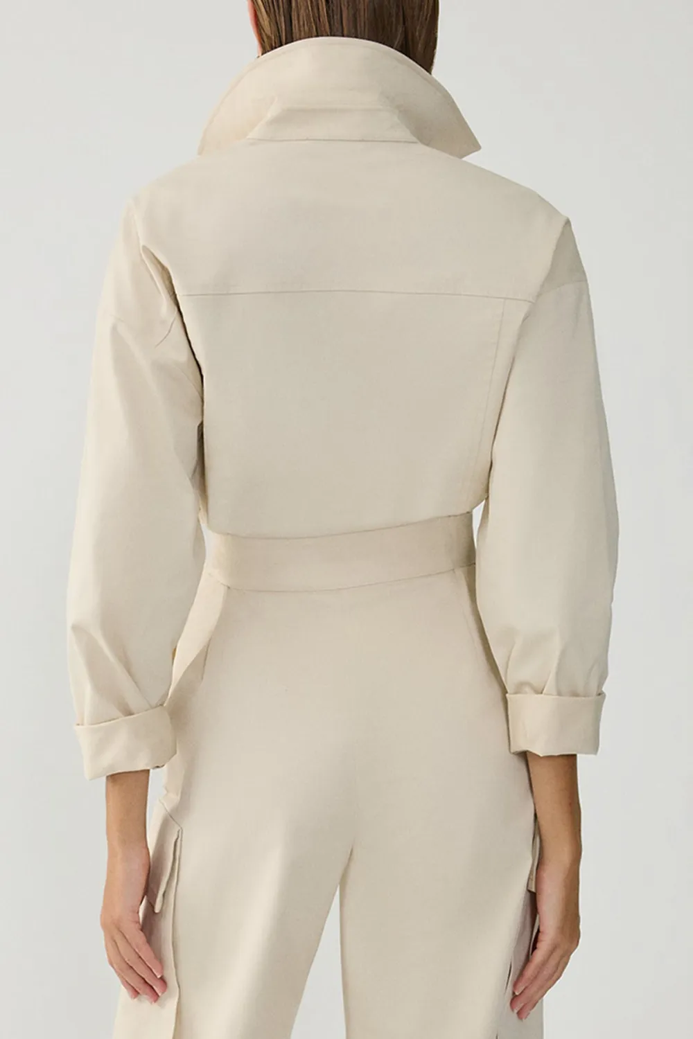 Long Sleeve Jumpsuit-Beige
