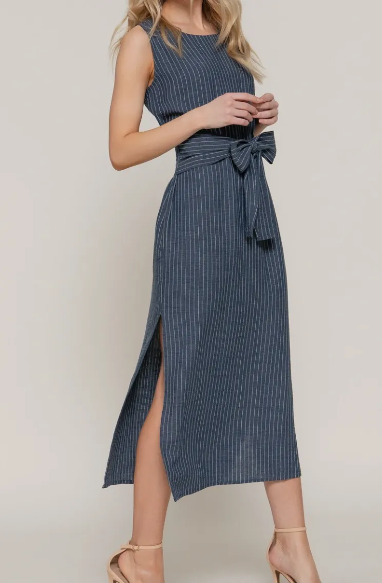 Sleeveless Striped Midi Dress