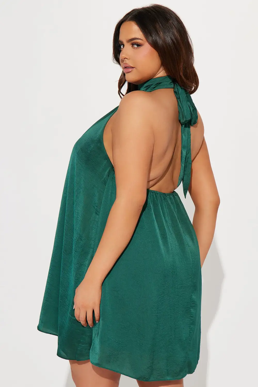 Jenine Satin Mini Dress - Hunter