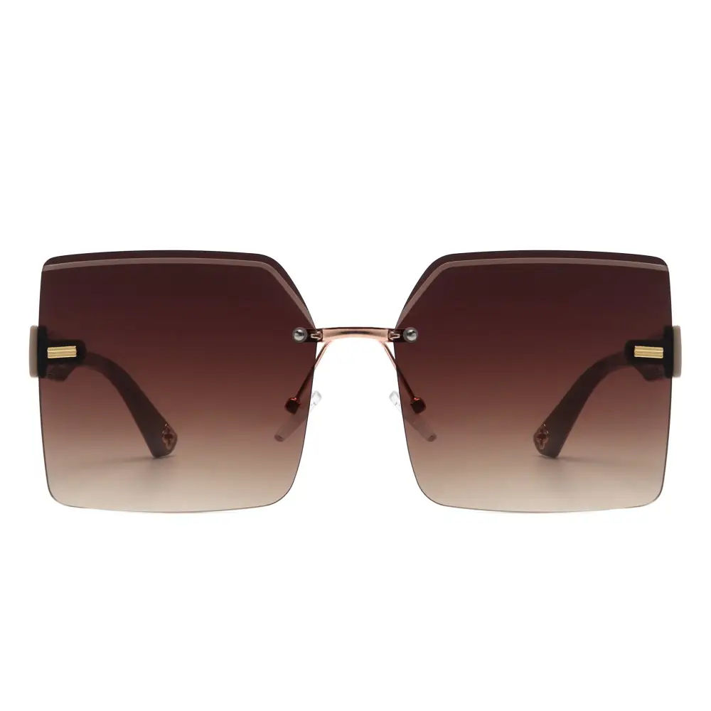 Narrow Square Rimless Frame Sunglasses