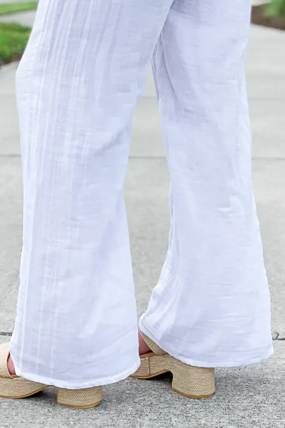 White Elastic Waistband Trousers
