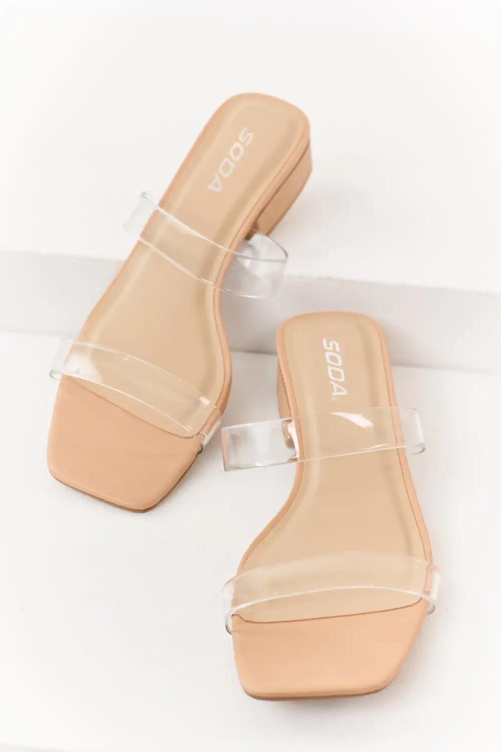Double Strap Low Heel Slip-On Sandals