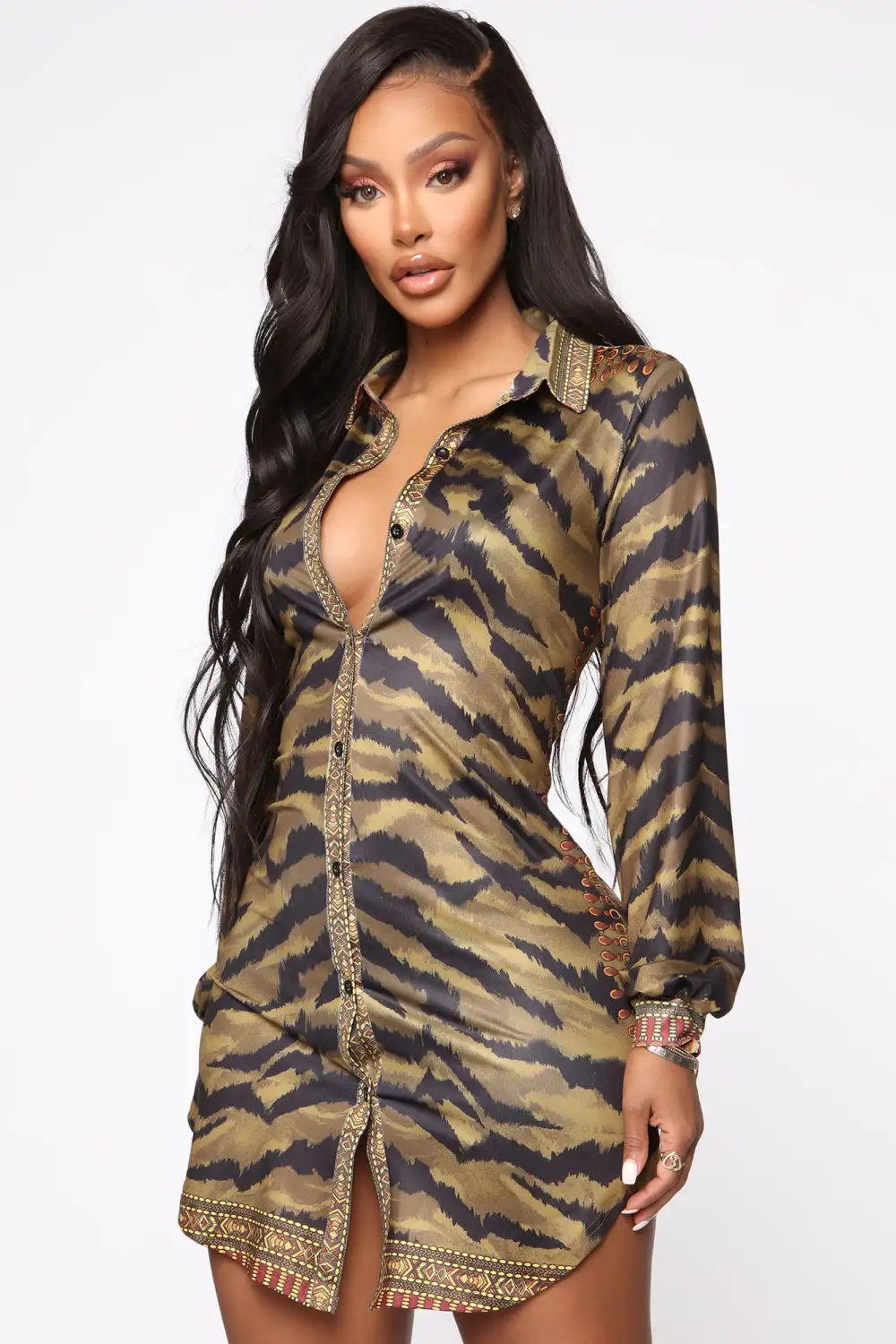 Wild Day Mini Dress - Olive/Combo