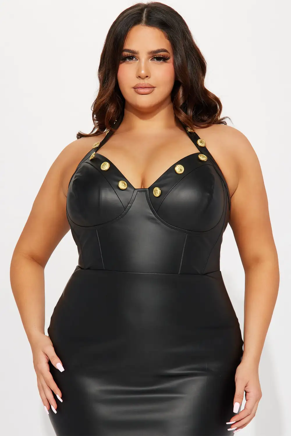 Penelope Faux Leather Maxi Dress - Black