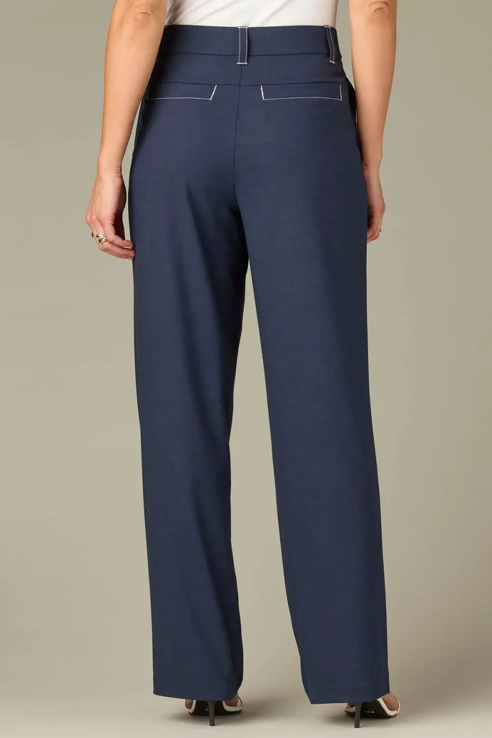Plus Size Double Pleated Straight Leg Trousers