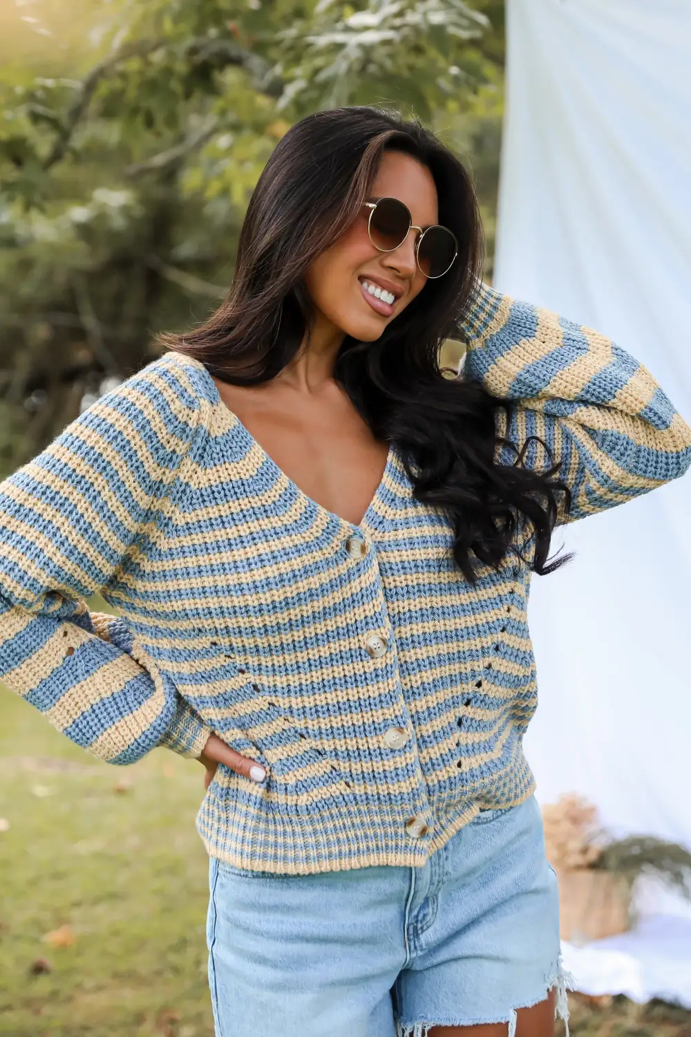 Snuggly Weather Striped Sweater Cardigan