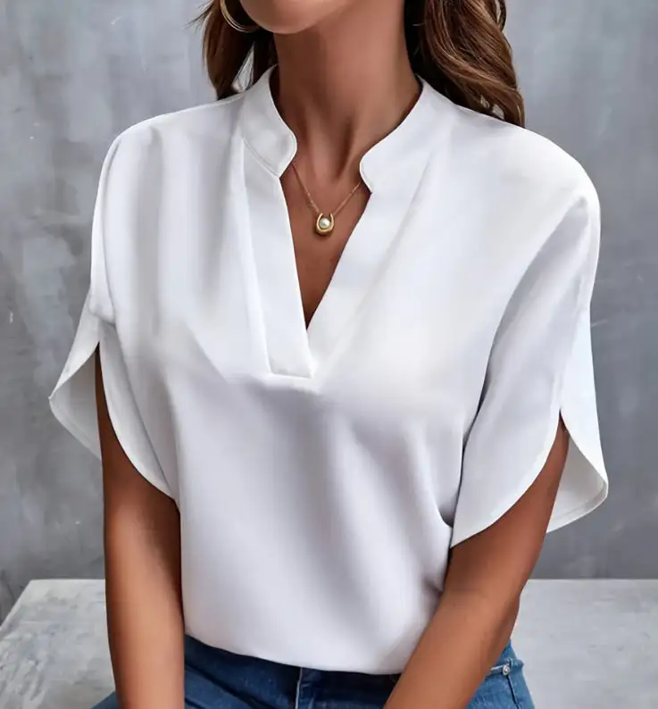Everyday V-Neck Short Sleeve Blouse