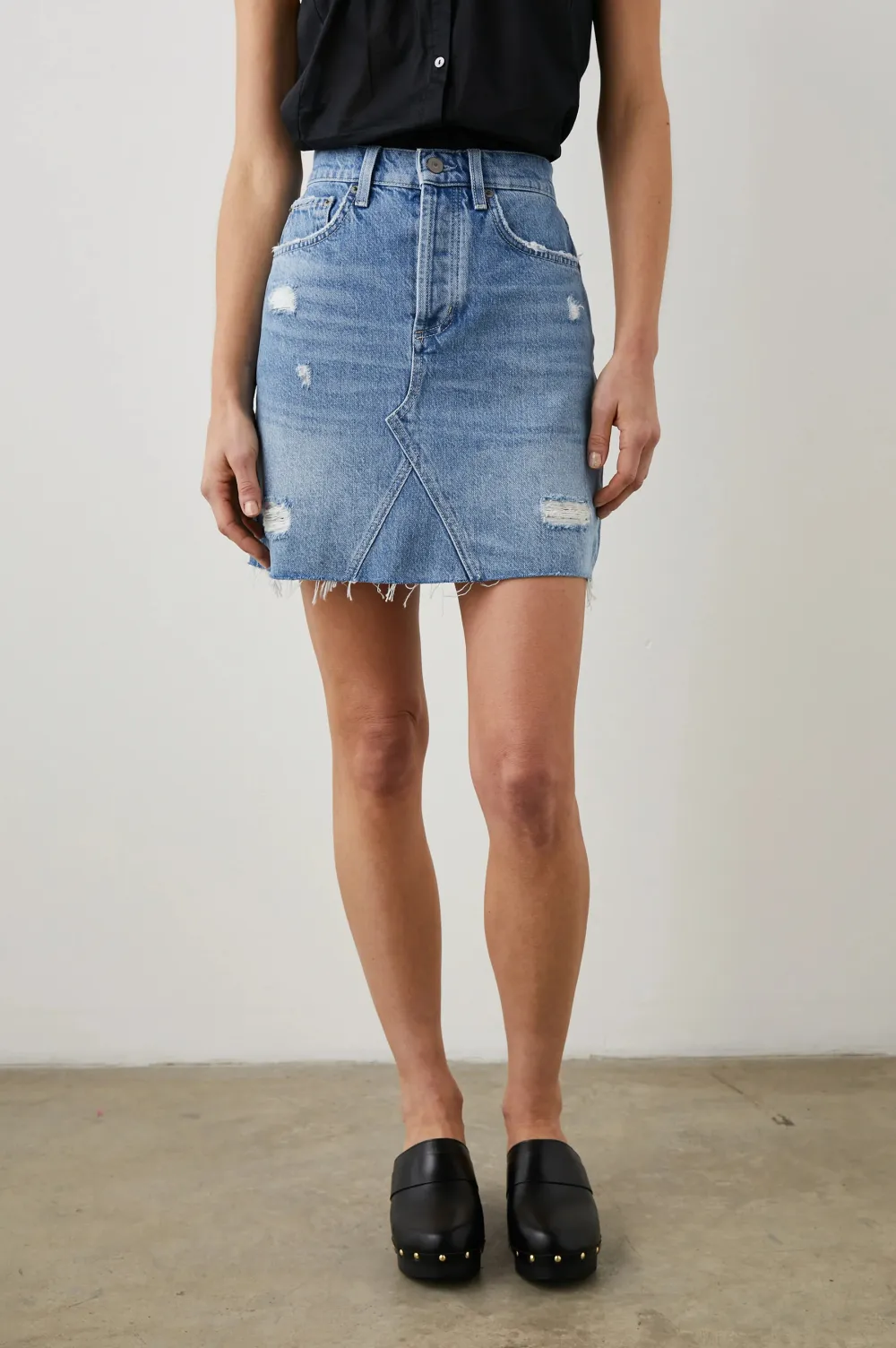 High-Waisted Figure-Hugging Mini A-Line Skirt