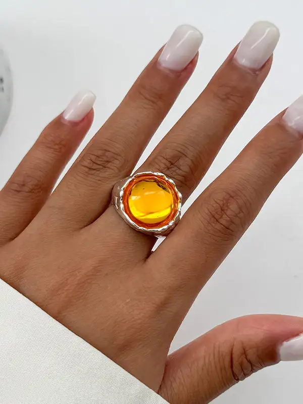 Geometric Rhinestone Acrylic Ring
