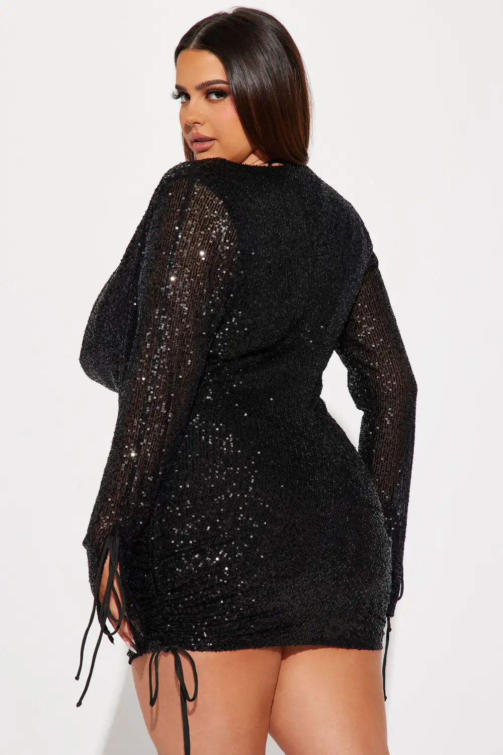 Miami Glamour Life Sequin Mini Dress Set - Black