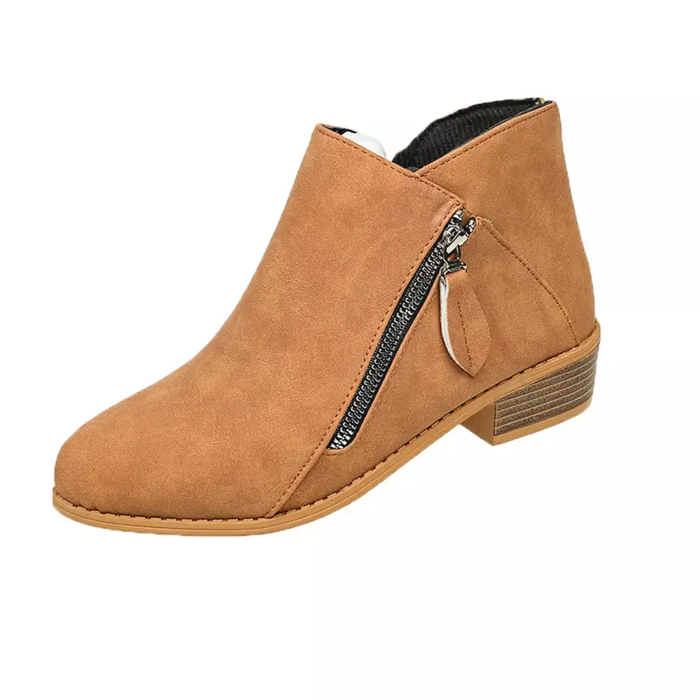 Side-Zip Block Heel Boots