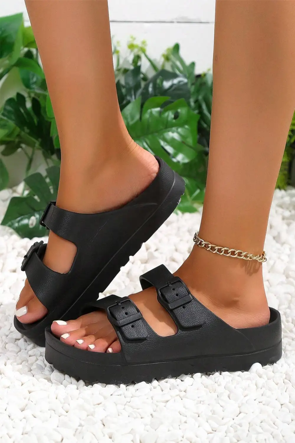 Double Buckle Eva Slide Slippers