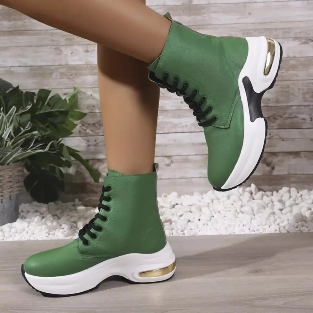 Modern Lace Up Platform Ankle Boots