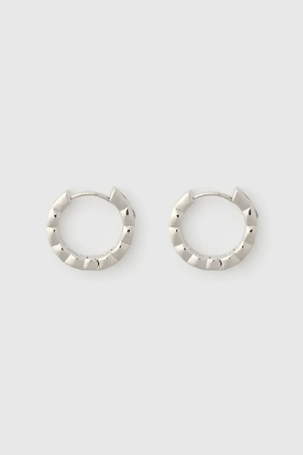 Silver Stone Huggie Earrings