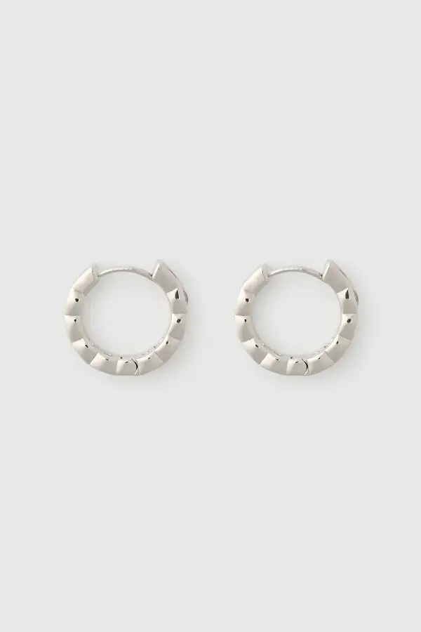 Silver Stone Huggie Earrings