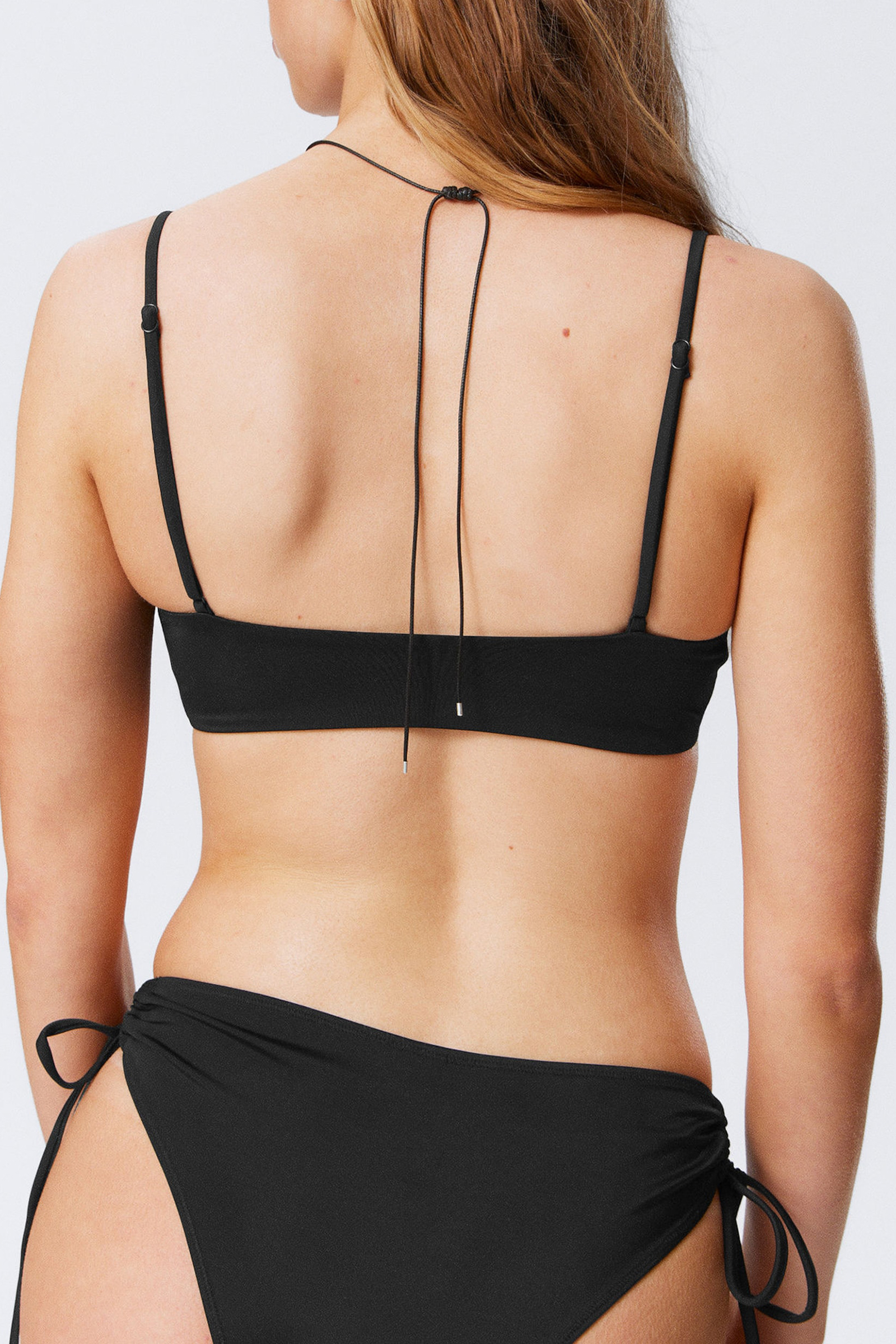 Drawstring Plain Bikini Top