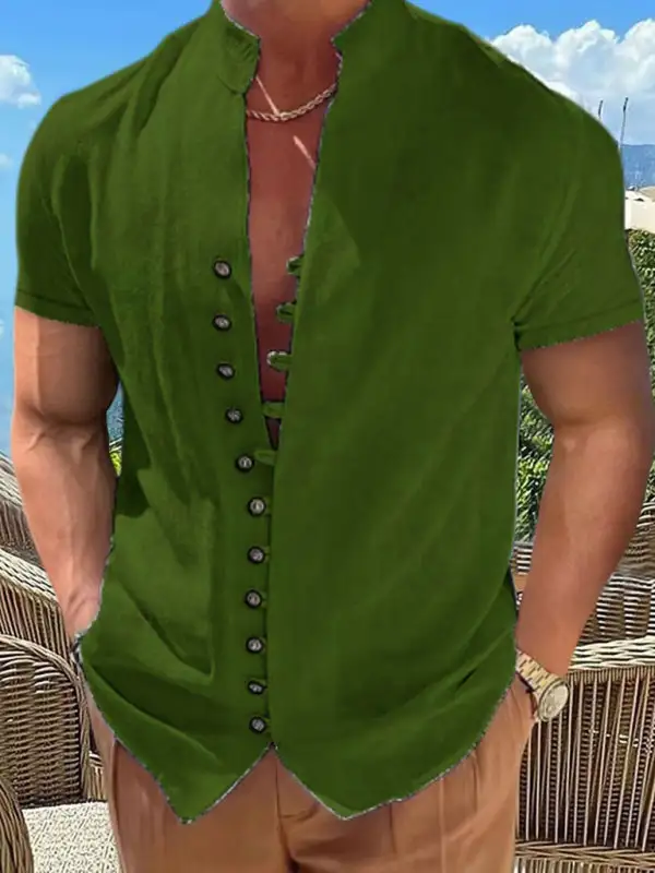 Collared Short Sleeve Button Front Shirt