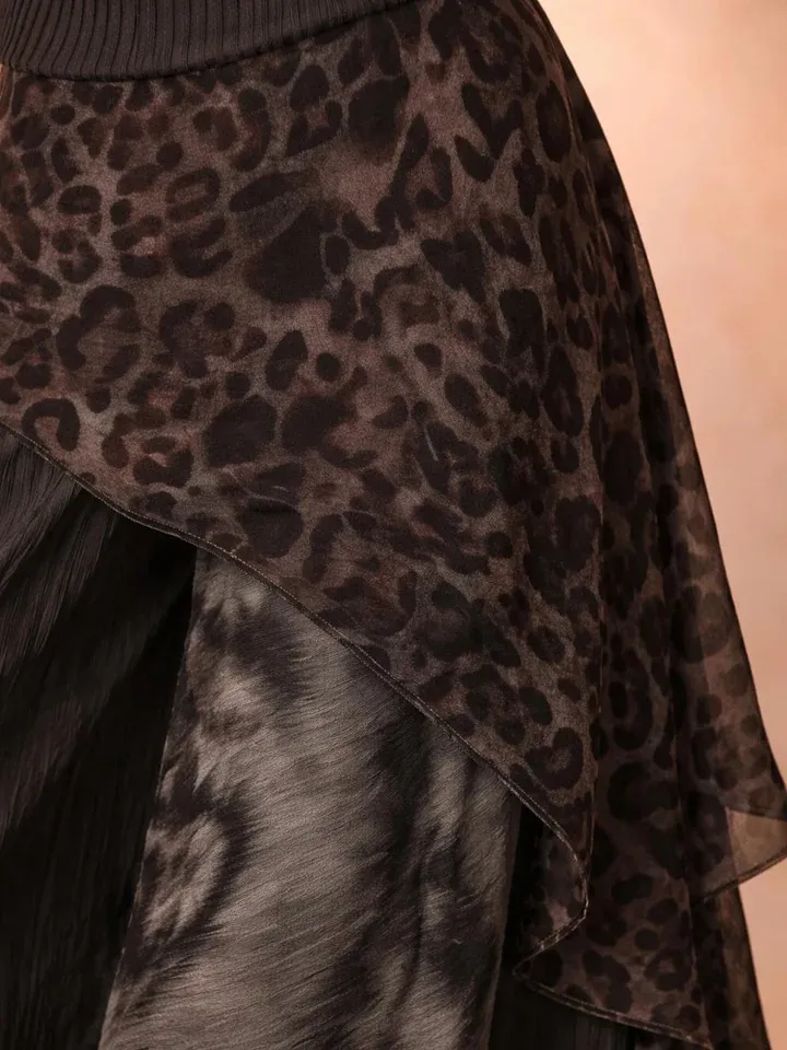 Leopard Asymmetric Midi Dress