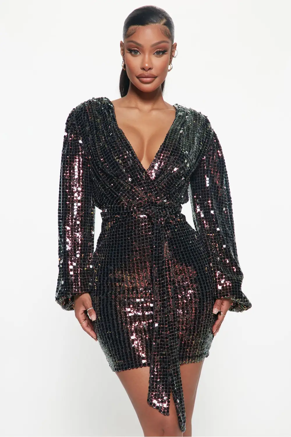 Yves Sequin Mini Dress - Black