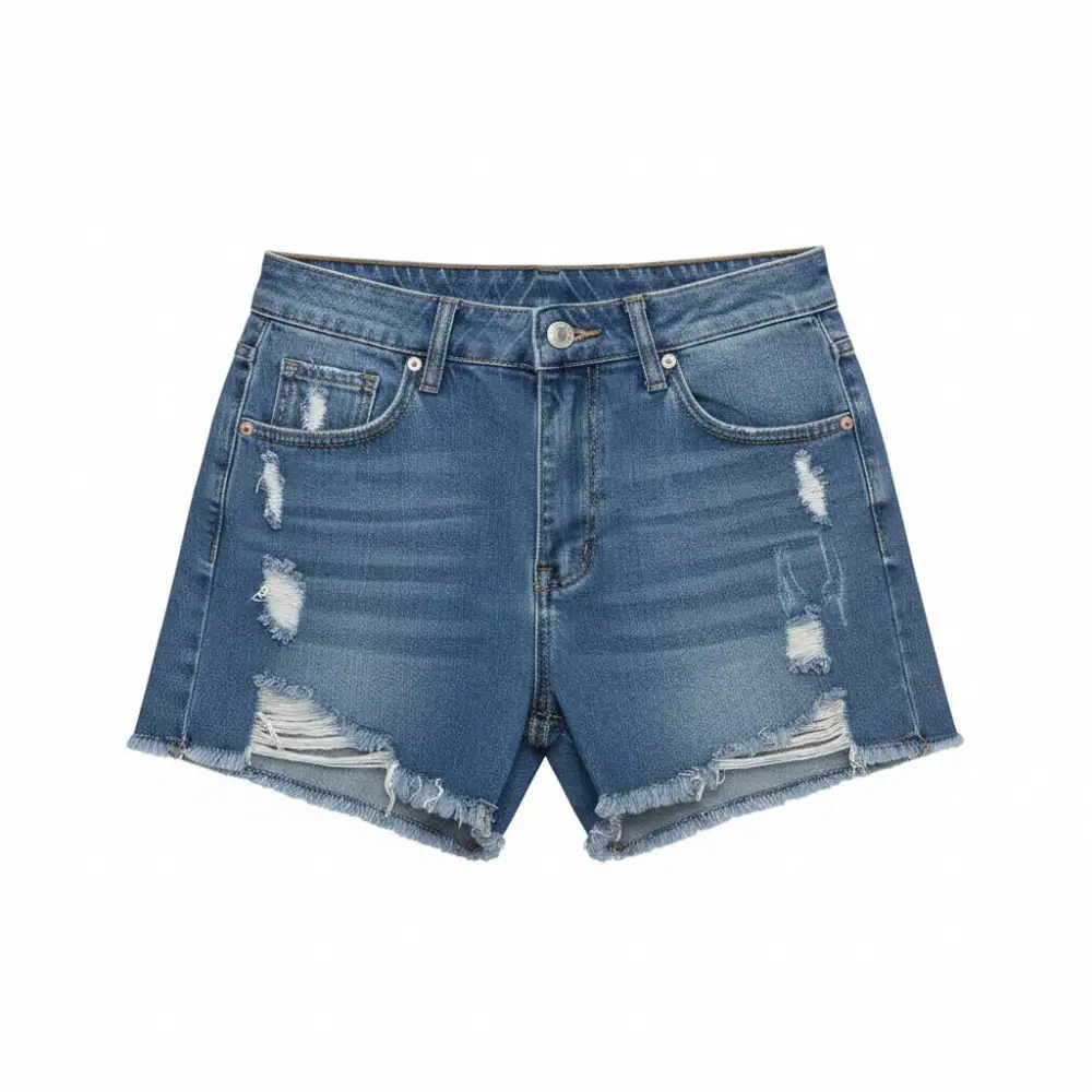Distressed Frayed Hem Denim Shorts