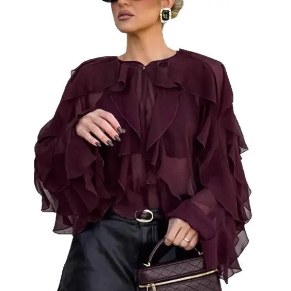 Layered Ruffle Short Sleeve Blouse